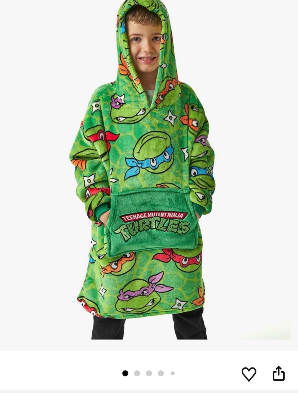 NWT Kids Teenage Mutant Ninja Turtles TMNT Wearable Blanket Hoodie